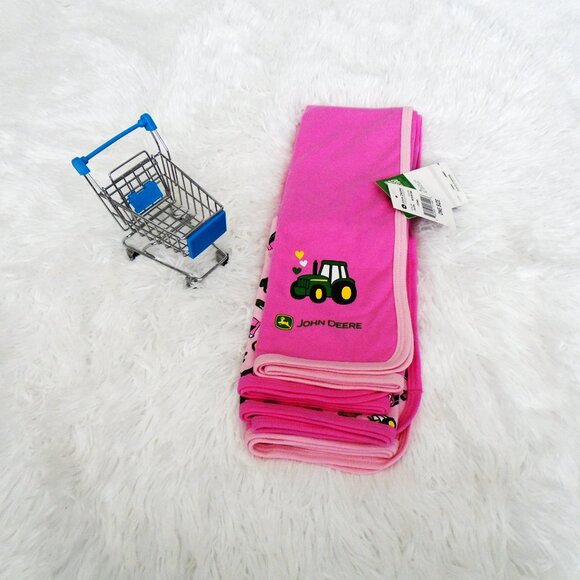 John Deere 2 Piece Baby Girl Pink Blanket Set One Size OS - Picture 5 of 11